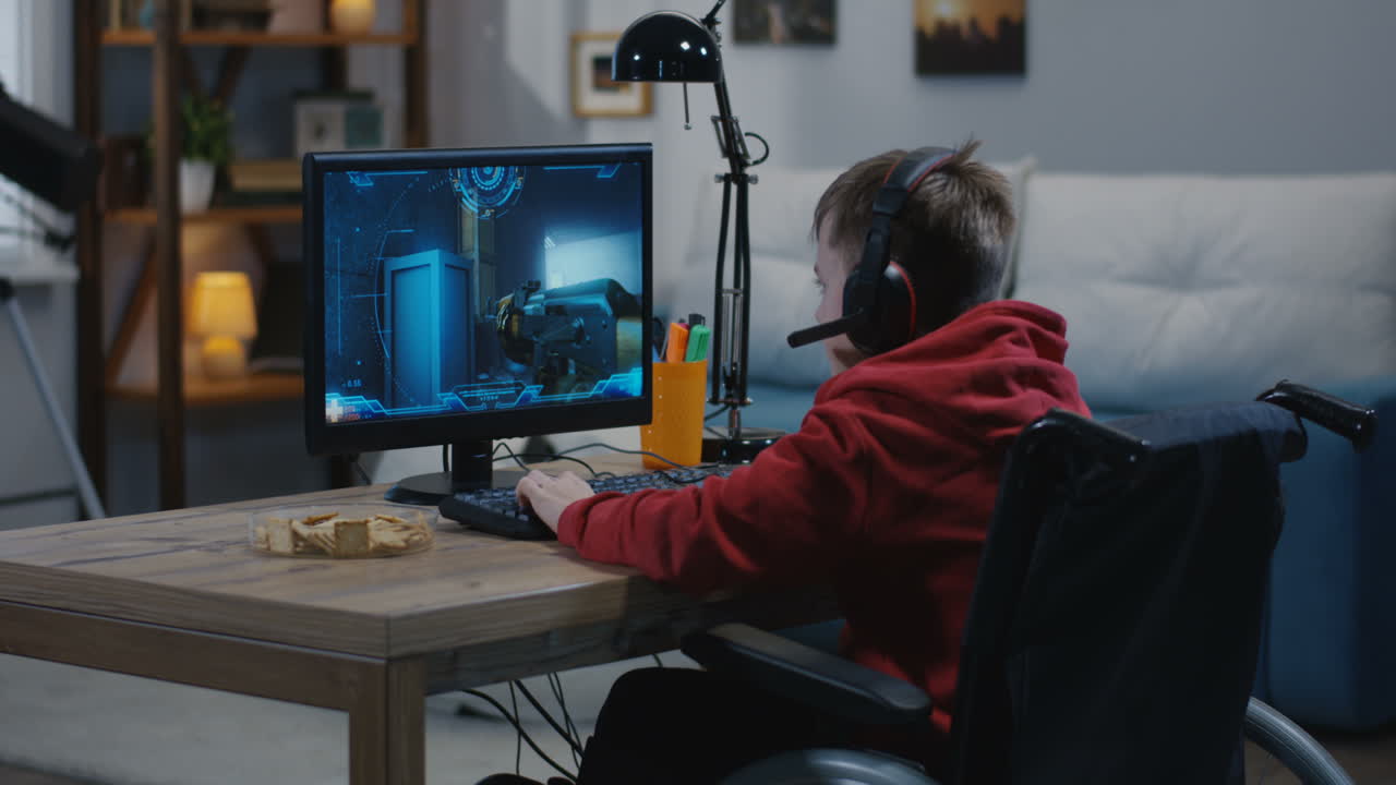 Boy in Wheelchair Gaming