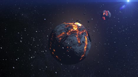 shattered planet in space