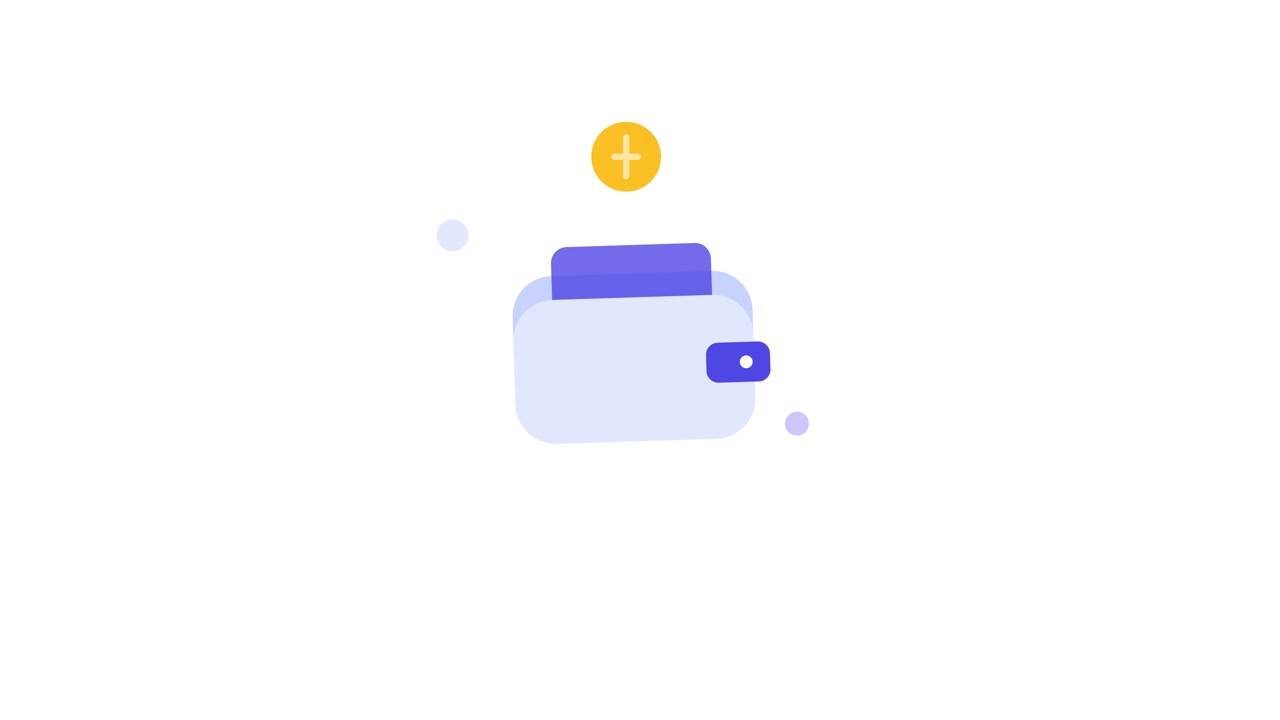Animated Wallet Icon with Floating Plus Coin