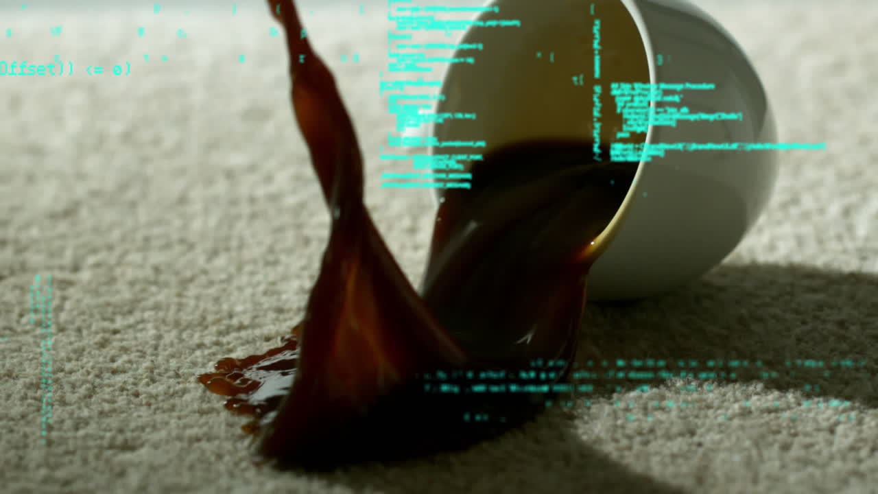 café derramado y códigos binarios