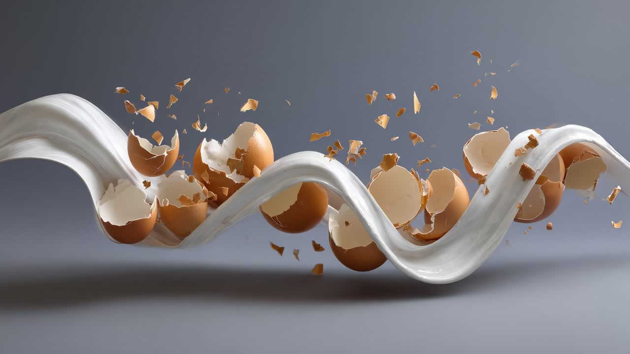 Dynamic Motion of Breaking Eggs Captured in Stunning Detail Illustrating the Art of Culinary Creativity and Innovation Through Visual Expression
