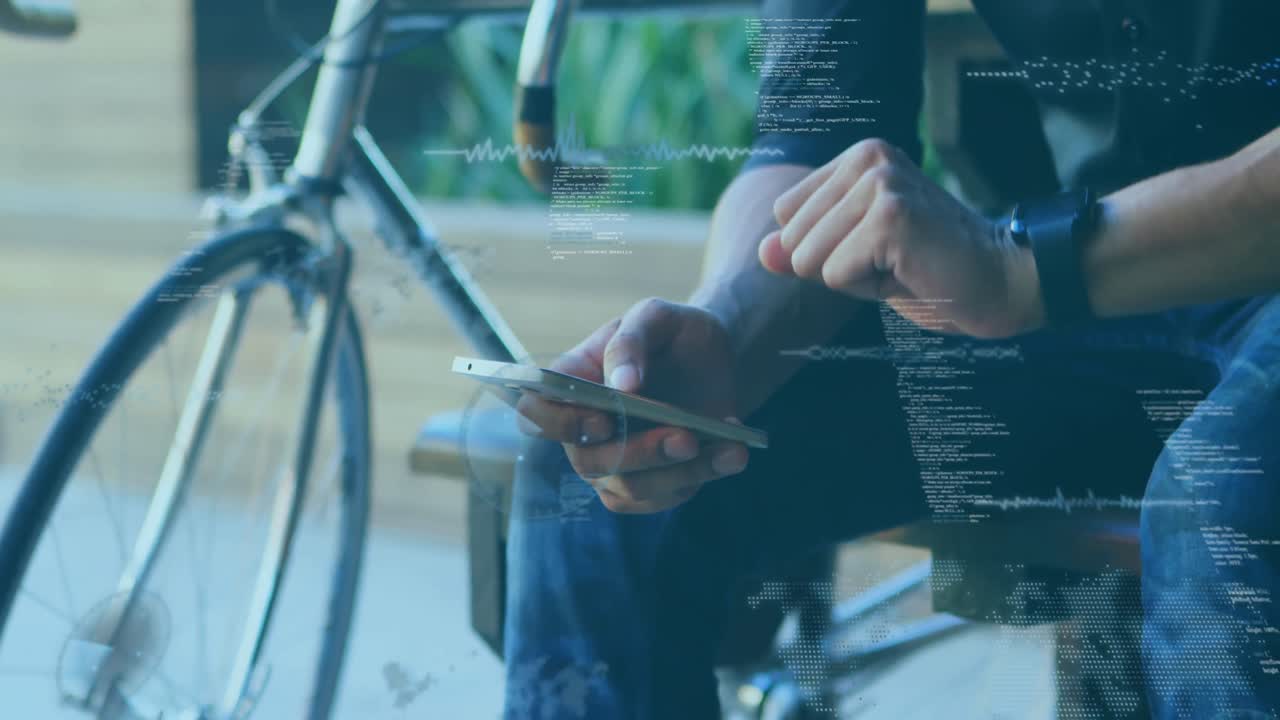 Animation of scope scanning and data processing over man using smartphone