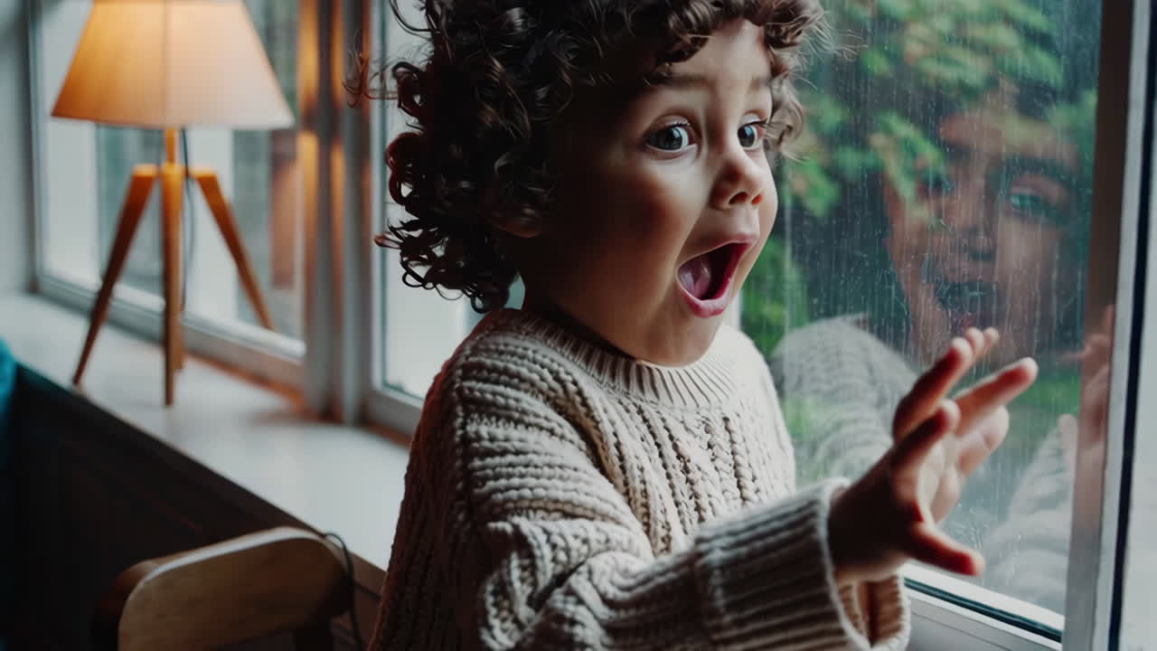 Toddler Girl Looking Out the Window
