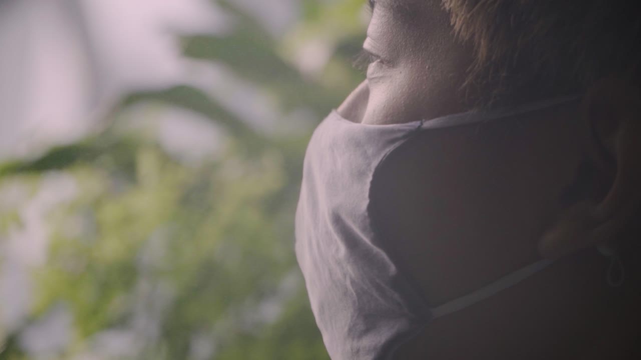 Asian Man In Face Mask Admiring The Beauty Of Cloud Forest In Singapore During Pandemic. - close up