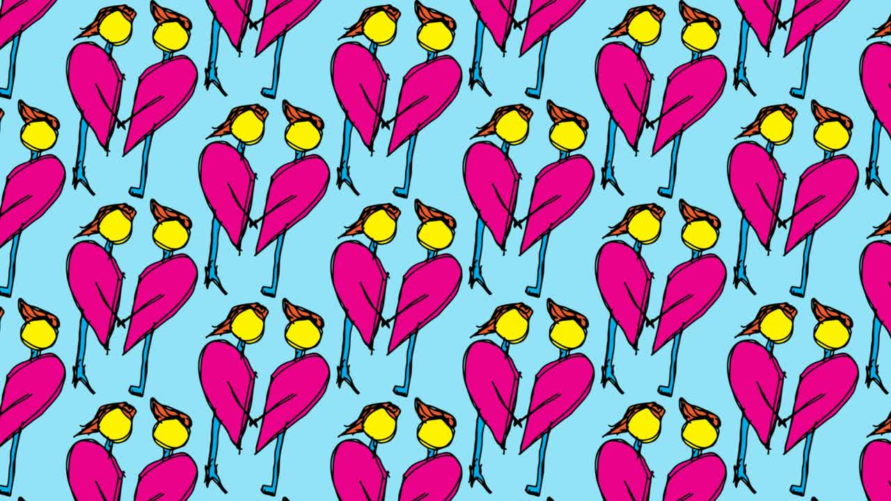 niños dibujando arte pop fondo sin costuras con el tema de los amantes