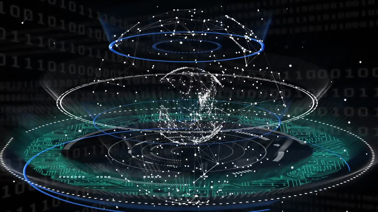 3d netork는 그것을 둘러싼 원으로 회전합니다.