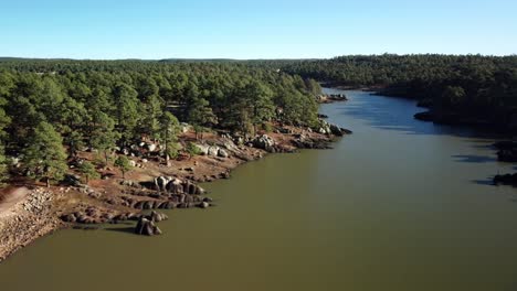 drone shot of lake arareco, chihuahua