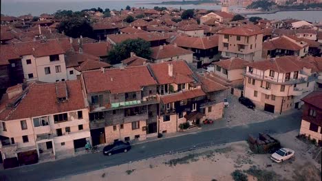 the old town nessebar shot from high on sunrise