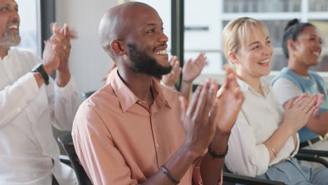 Applause,-crowd-and-seminar-with-a-business-team