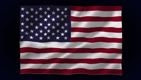 animation of american flag waving over black background