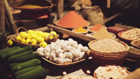 fresh produce and spices at a traditional market