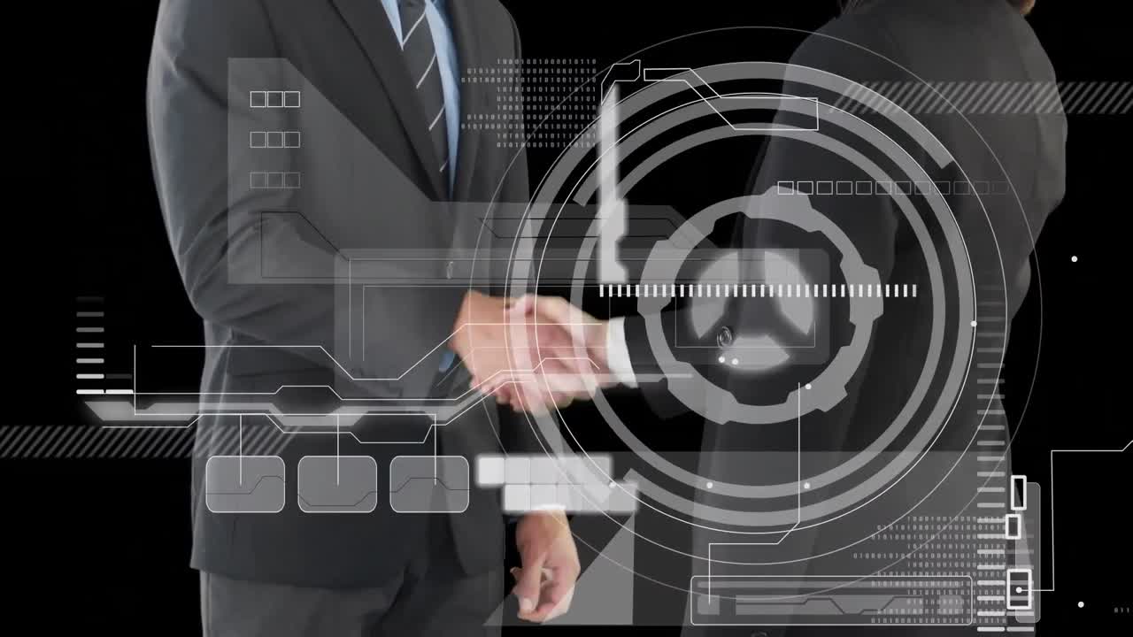 비즈니스맨의 손짓을 통해 스 ⁇  스캔과 데이터 처리 애니메이션