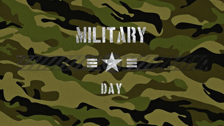 Giornata Militare con stelle e strisce su sfondo militare verde