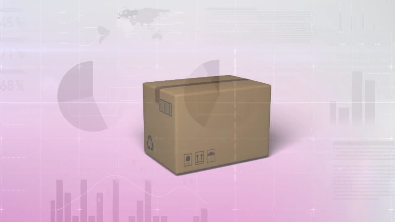 Animazione di elaborazione dati su scatola