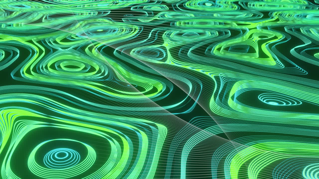 animación de líneas blancas y formas verdes sobre fondo negro