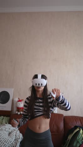 woman enjoying vr gaming at home