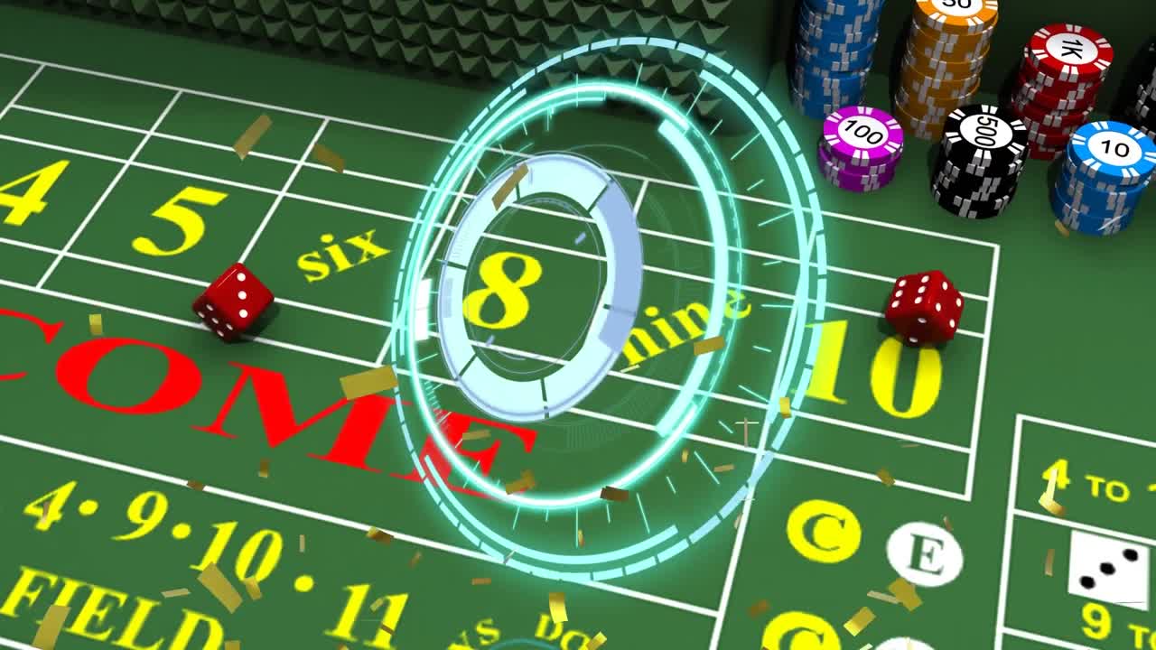 animación de confeti, escaneo de alcance con fichas de juego en el tablero de juego