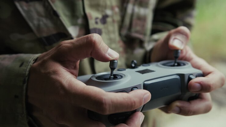 Ukrainian Drone Pilot Prepares to Bomb Military War Target