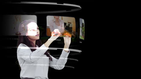 Woman-looking-through-interactive-media-library