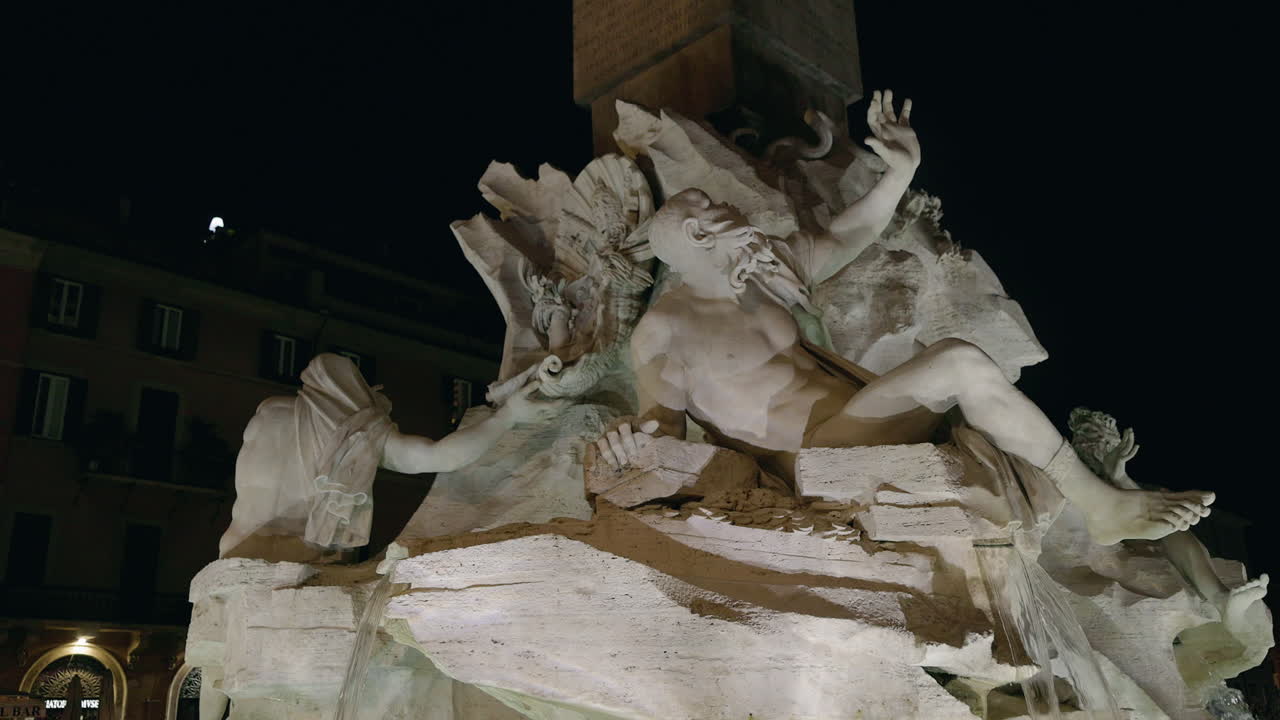Sculptural Fountain at Night