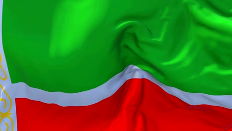 chechen republic flag waving in wind slow motion animation . 4k realistic fabric texture flag smooth blowing on a windy day continuous seamless loop background.