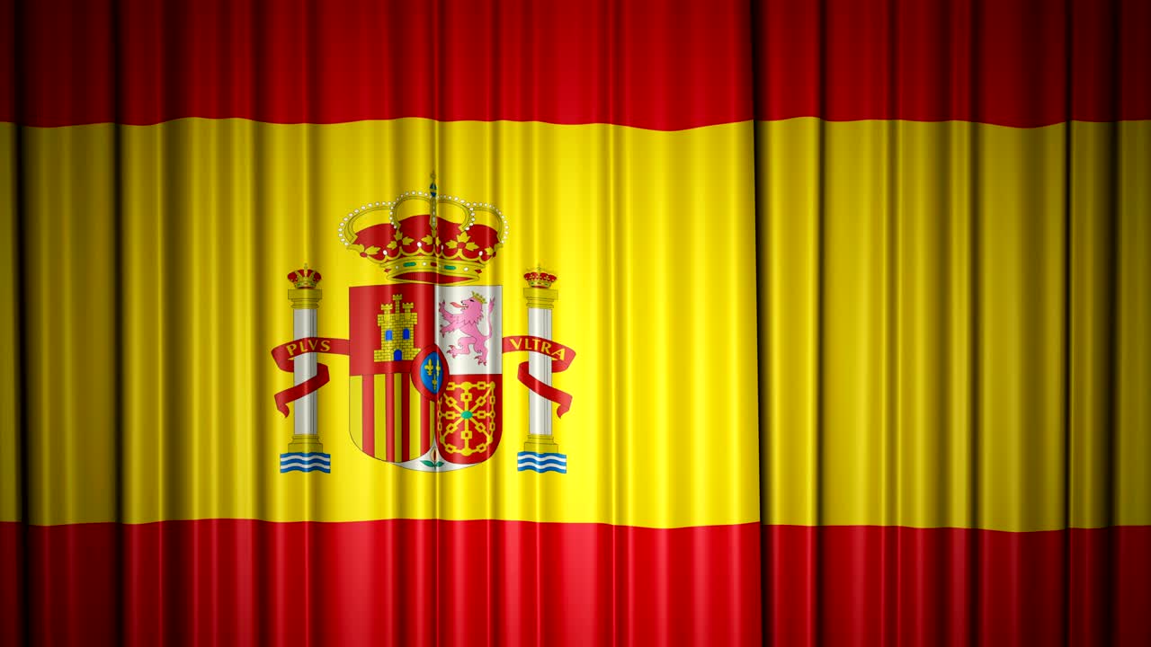 스페인 발: 발과 함께 커튼을 열고 닫는 3d 애니메이션