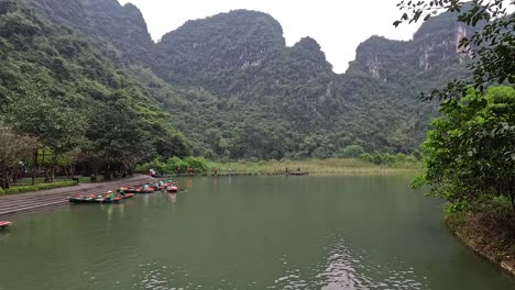 boats on a serene river in ninh binh