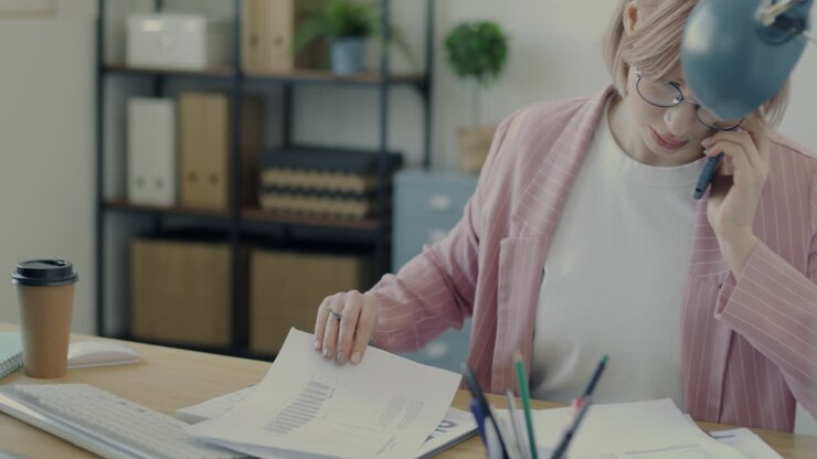 Forretningskvinde i telefonopkald på kontoret