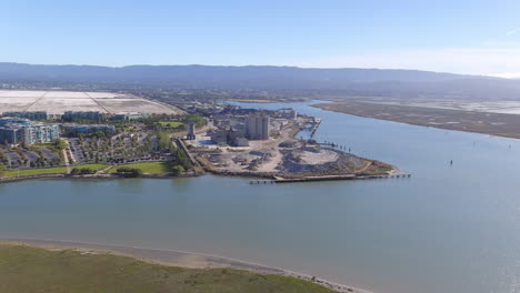 Approach-on-Seaside-Cement-Plant,-Aerial