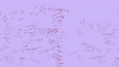 ecuaciones matemáticas que se mueven contra un fondo púrpura