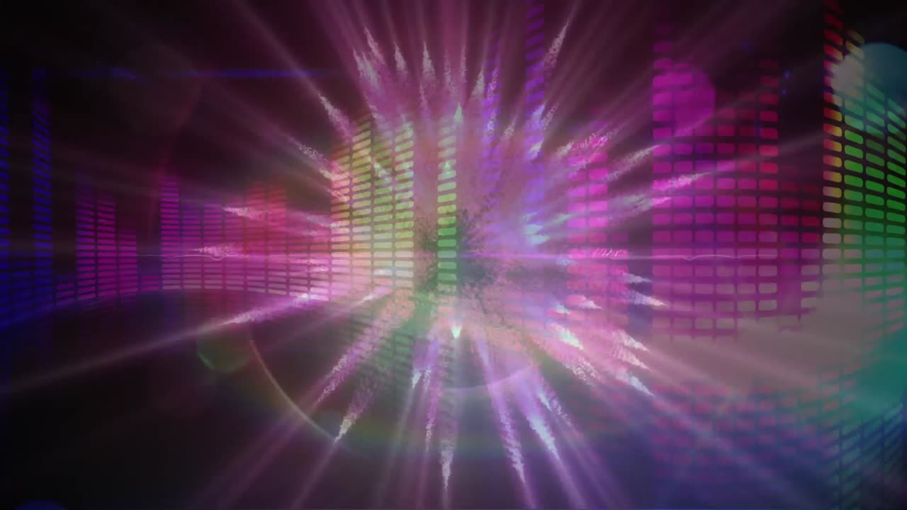 그래픽 음악  ⁇ 얼라이저 이동과 함께 반 ⁇ 이는 반점과 빛의 트레일의 애니메이션