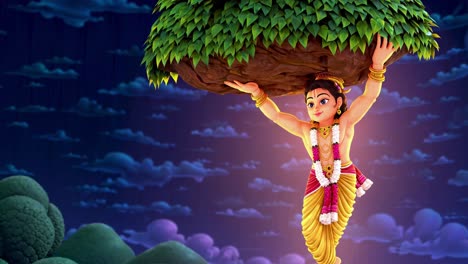 krishna lifting a mountain