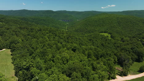 Panorama-Of-Densely-Forest-Mountains-At-Steel-Creek-Campground-Near-Buffalo-National-River-In-Arkansas,-USA