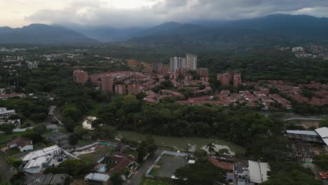 aerial babilla lake ciudad jardin pull back cali colombia