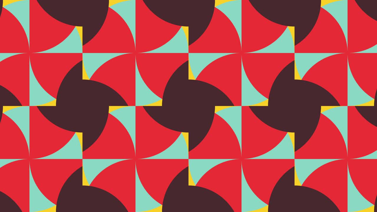 Multicolor geometric pattern with animated tiles. Abstract shapes in minimal dynamic mosaic. Motion graphic background in a flat design
