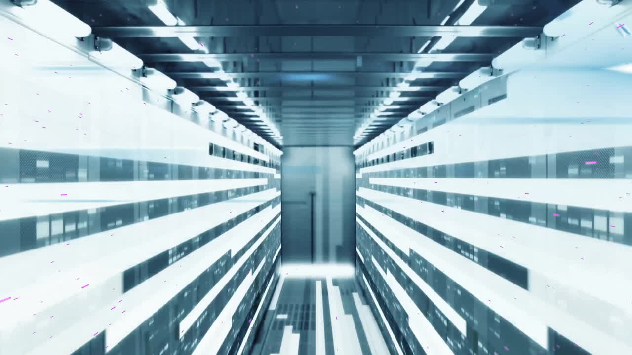 컴퓨터 서버를 통해 데이터 처리의 애니메이션