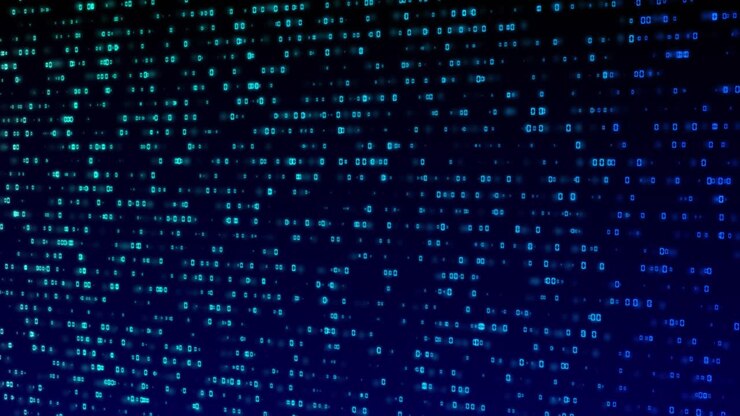 Digital animation dynamic binary code stream flowing symbolize encrypted data cybersecurity