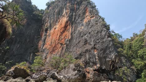 a steady view of a towering limestone cliff.