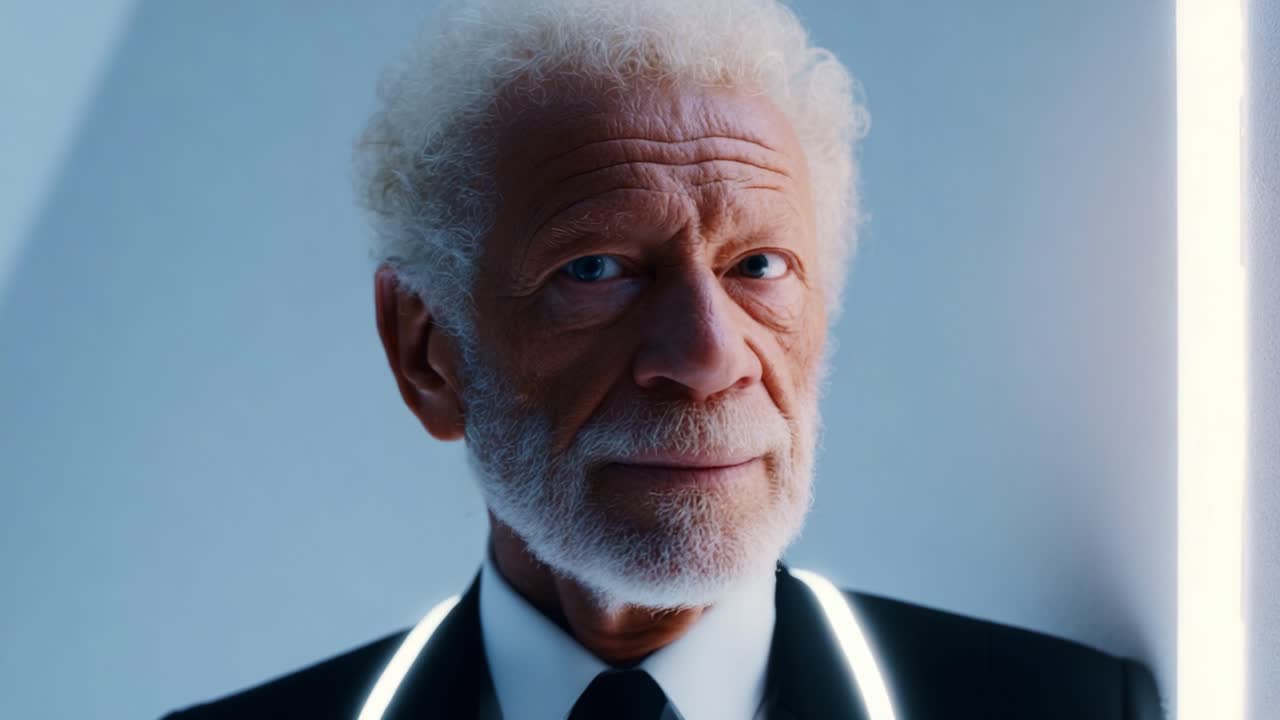 An Introspective Journey: A Portrait of a Distinguished Gentleman in Formal Attire with Unique Lighting, Capturing a Moment of Reflection and Poise in a Modern Setting