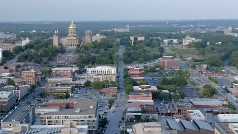 iowa state capitol building in des moines, iowa with drone video parallax moving left to right