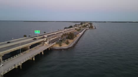 Aerial-view-of-fishing-pier-at-sunshine-skyway-bridge