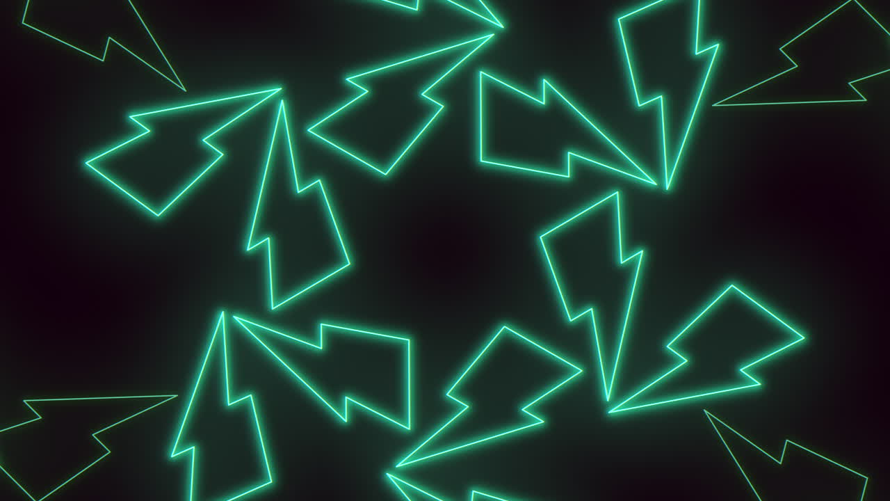 Dynamic neon blue lightning bolts illuminate a black background