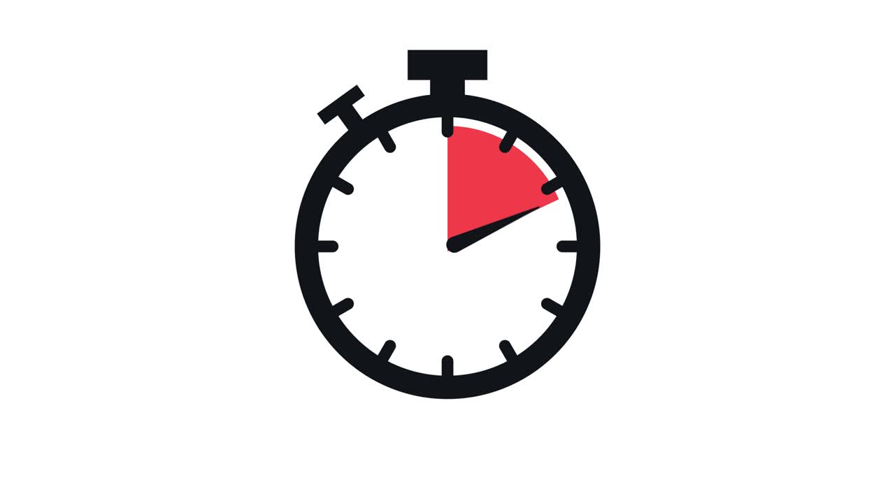 The 20 minutes, stopwatch icon. Stopwatch icon in flat style, timer on on color background. Motion graphics.