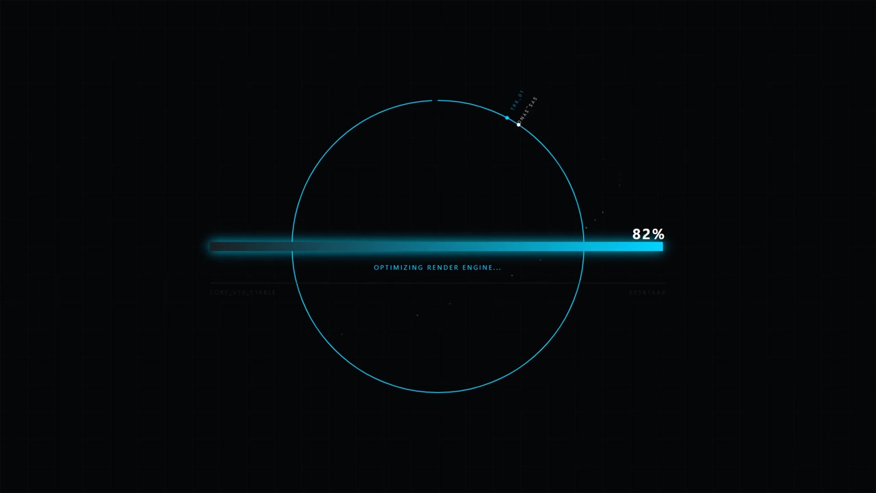Futuristic Digital Loading Progress Bar with System Status Updates