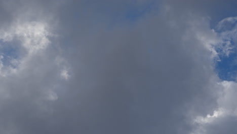 Blooming-shape-changing-white-clouds-against-blue-sky,-upward-view