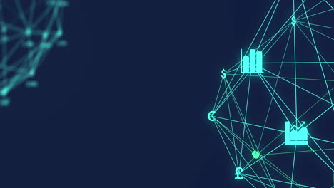 animation of network of connections with icons over dark background