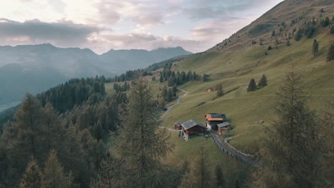 wooden cabin in the middle of a meadow and woods