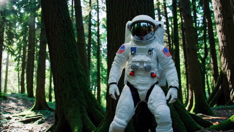 astronauta en un bosque