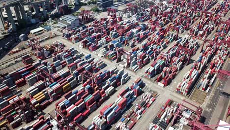 aerial view of the container terminal in hong kong