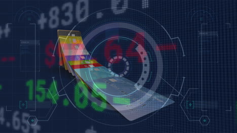 animación del procesamiento de datos financieros a través de tarjetas de crédito